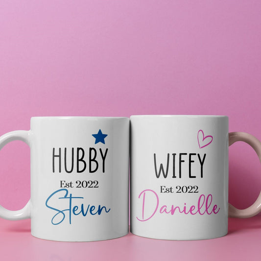 Personalised Hubby Wifey Mugs