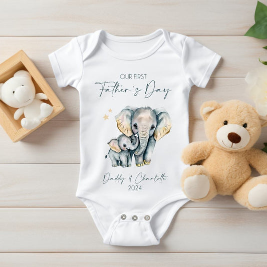 First Father's Day Elephant Baby Vest