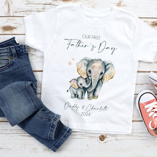 Personalised First Father's Day Elephant Tshirt
