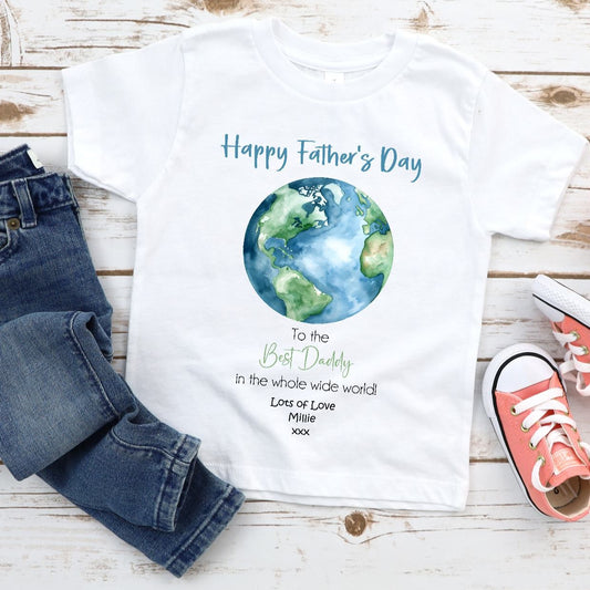 Personalised Happy Father's Day World Tshirt