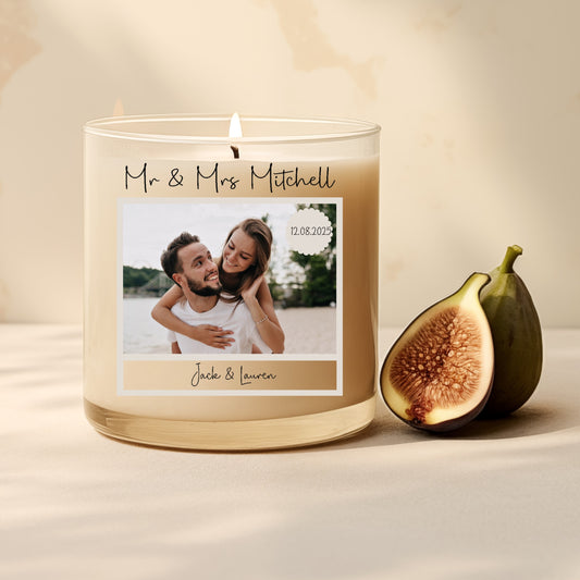 Personalised Wedding Couple Candle Label Cursive Text