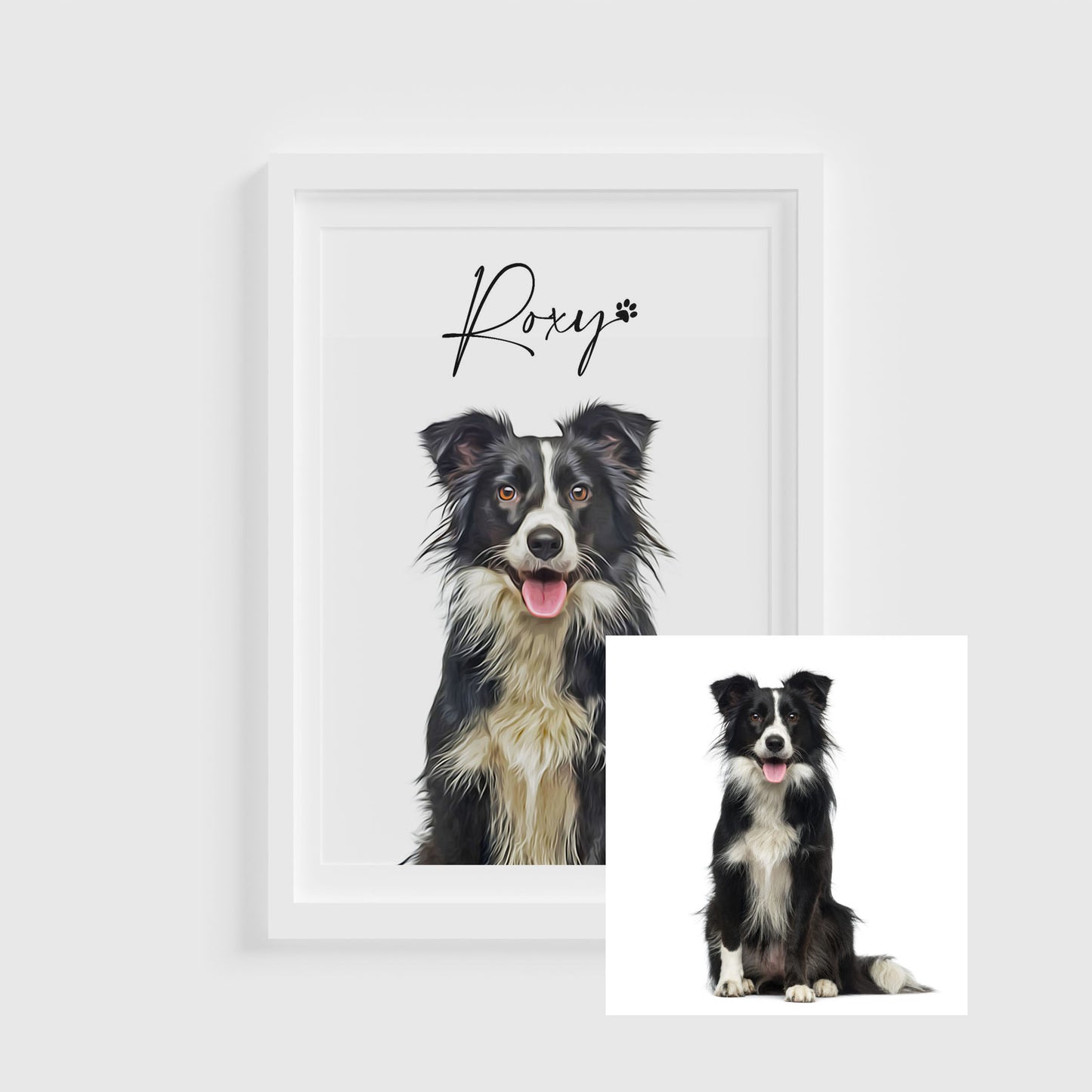 Personalised Pet Portrait Plain Colour Background Print