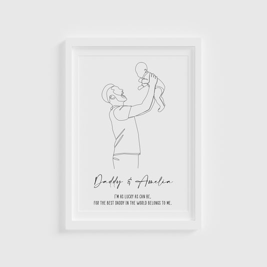 Personalised Dad and Toddler Line Drawing Print