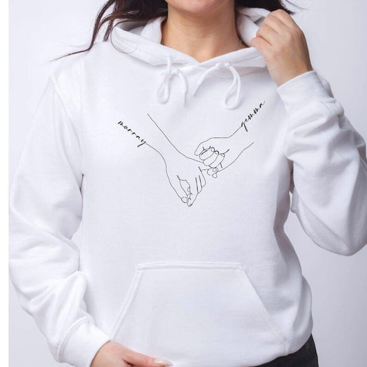 Personalised Couple Holding Hands Hoodie