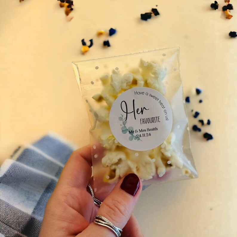 Personalised Wedding Party Favours Fill Your Own Popcorn Pouches