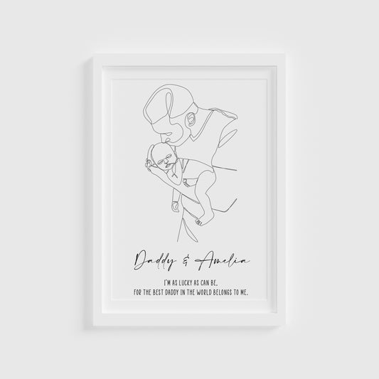 Personalised New Dad Line Drawing Print
