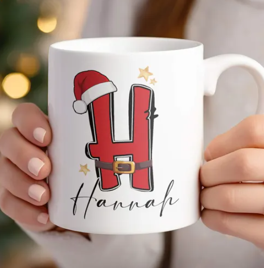 Personalised Christmas Santa Initial Mug