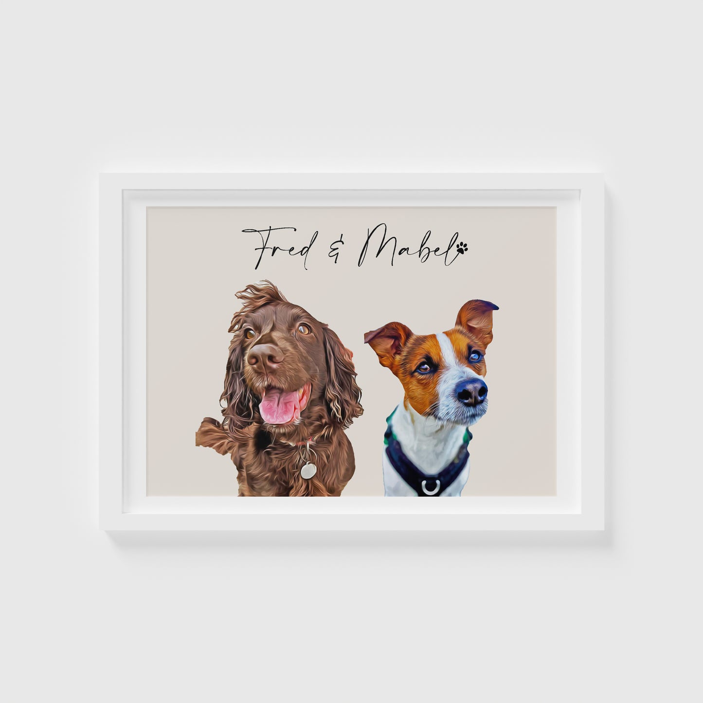 MULTIPLE PETS Personalised Pet Portrait Plain Colour Background Print DIGITAL COPY