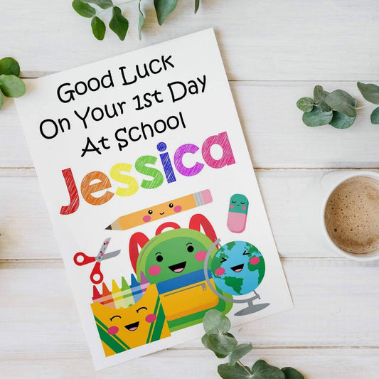 Personalised 1st Day At School Card