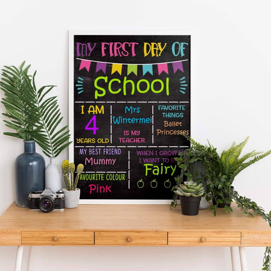 Personalised 1st Day At School Chalkboard Print