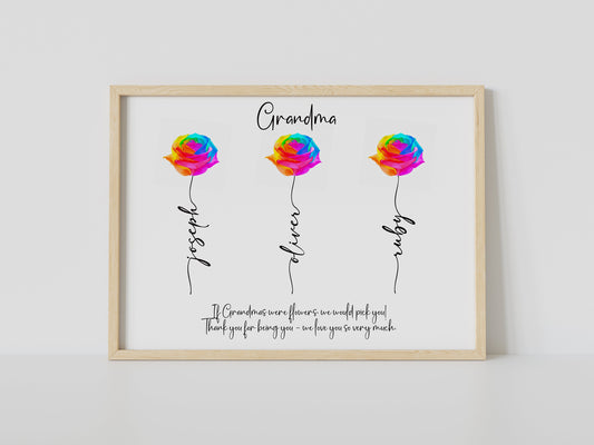 Personalised Mum I'd Pick Flowers Print