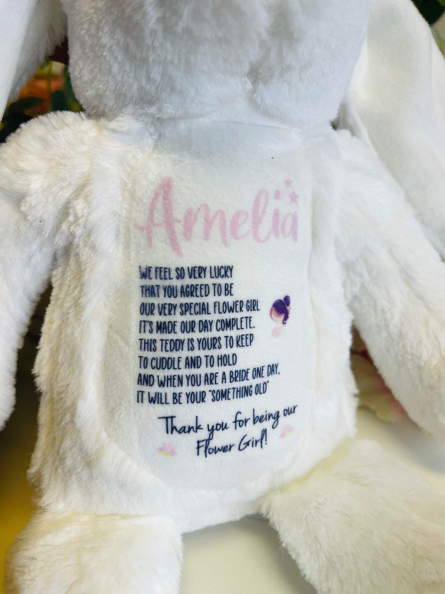 Personalised Flower Girl Bunny Soft Toy