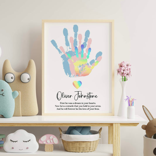 Personalised New Baby Family Handprint Print