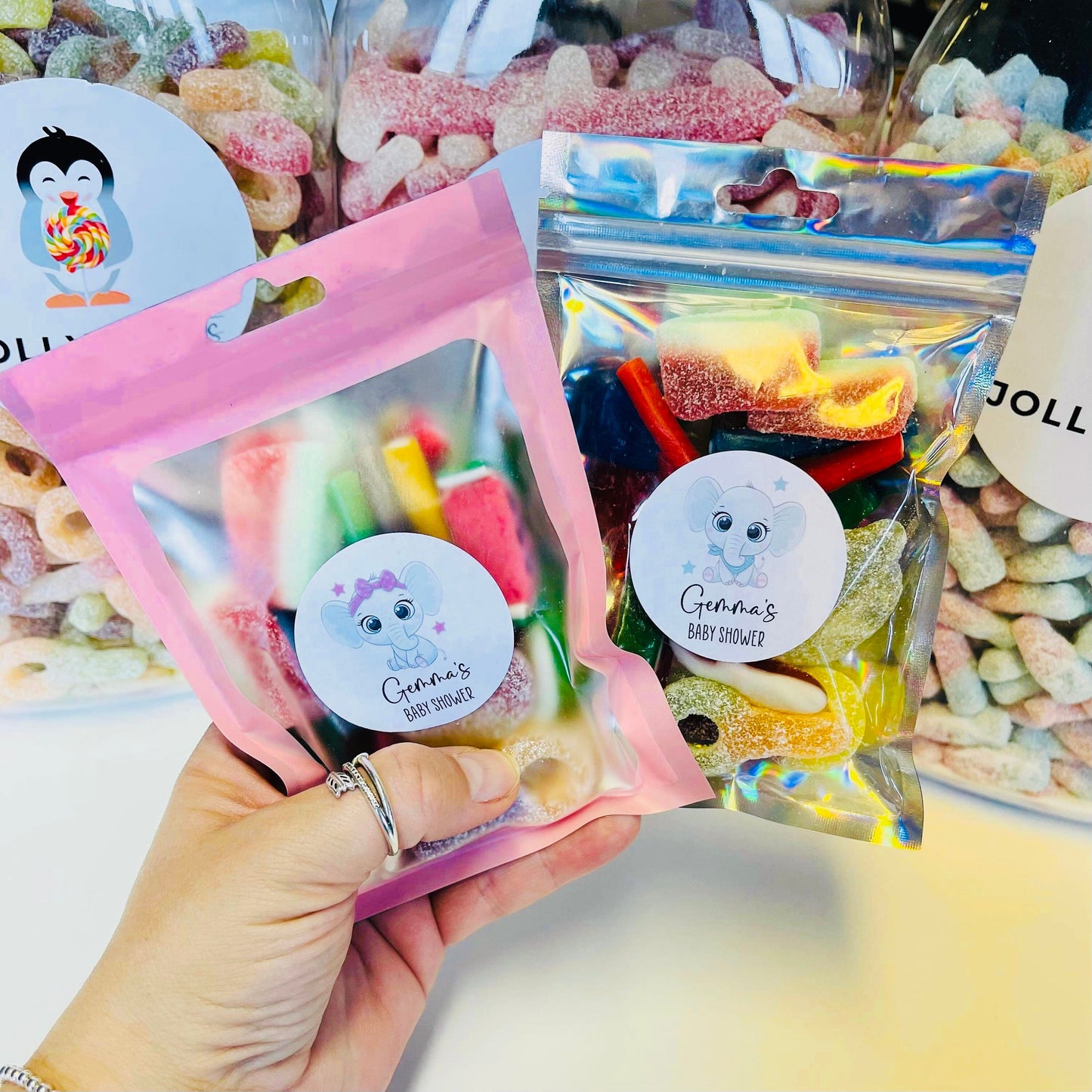 Personalised Filled Baby Shower Favour Sweet Pouches