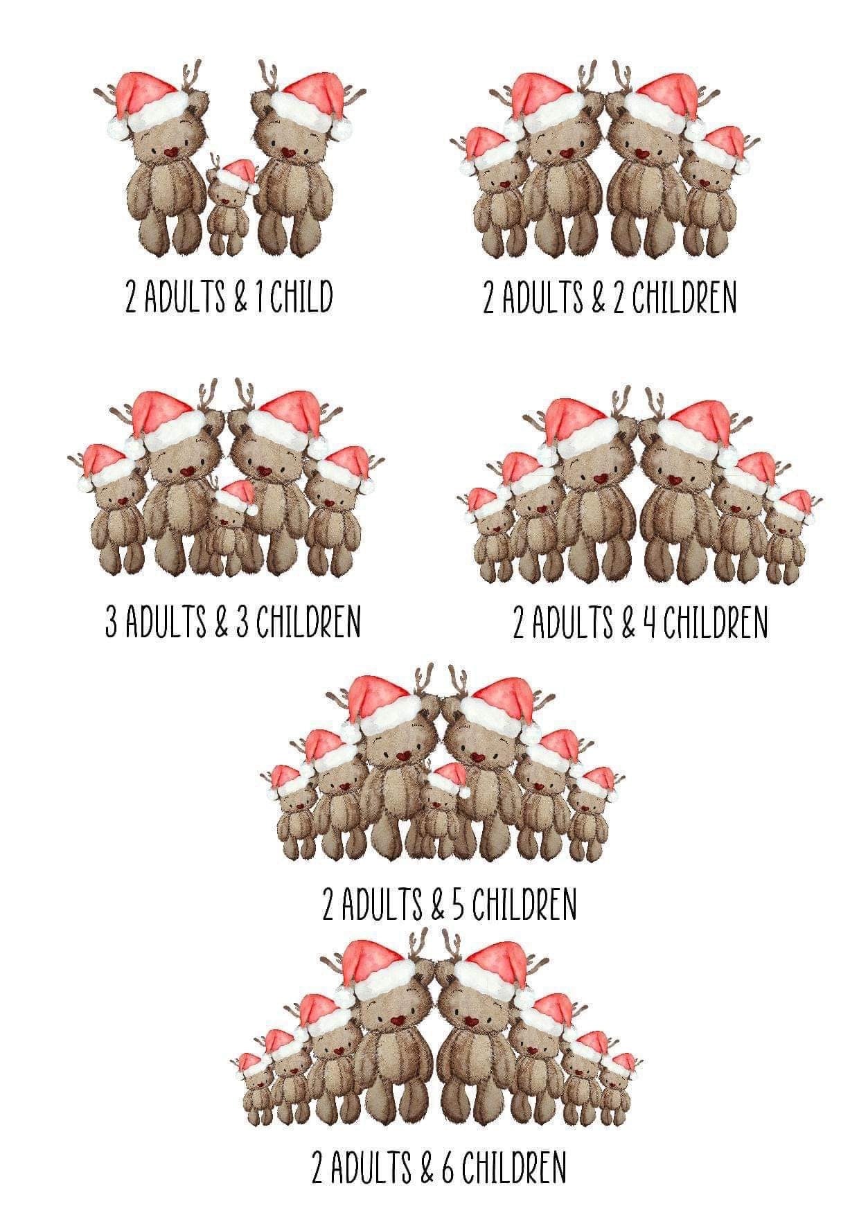 Personalised Christmas Teddy Bear Family Print