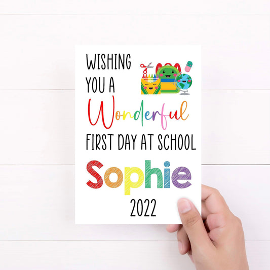 Personalised First Day At School Card