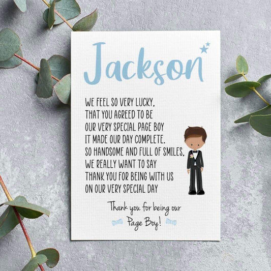 Personalised Page Boy Thank You Card