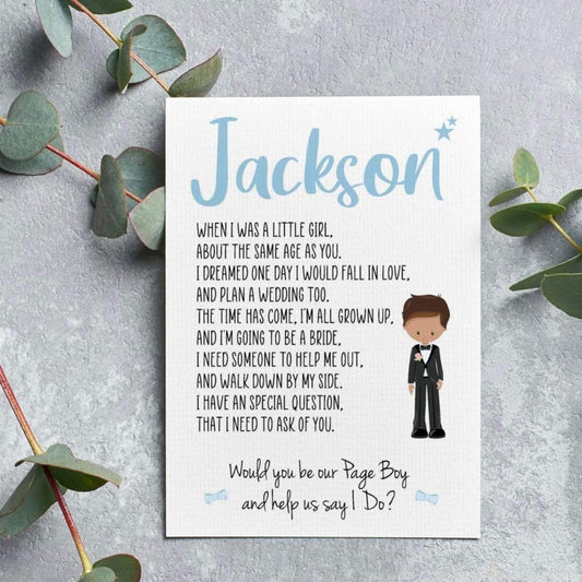 Personalised Page Boy Proposal Card