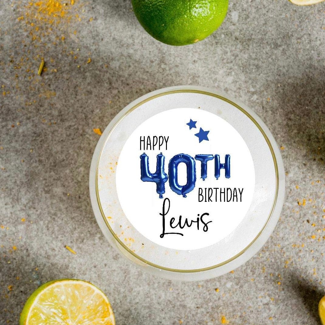 Personalised 30th Birthday Drinks Toppers (Pink or Blue)