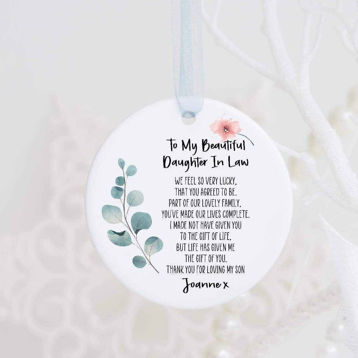 Personalised Daughter In Law Ceramic Bauble