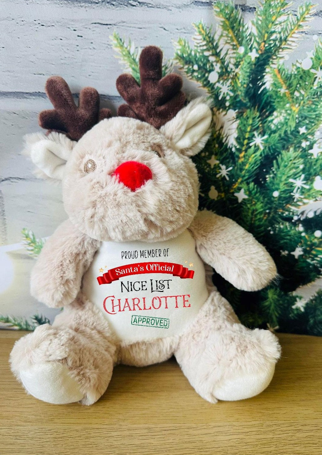 Personalised Christmas Reindeer Initial Soft Toy