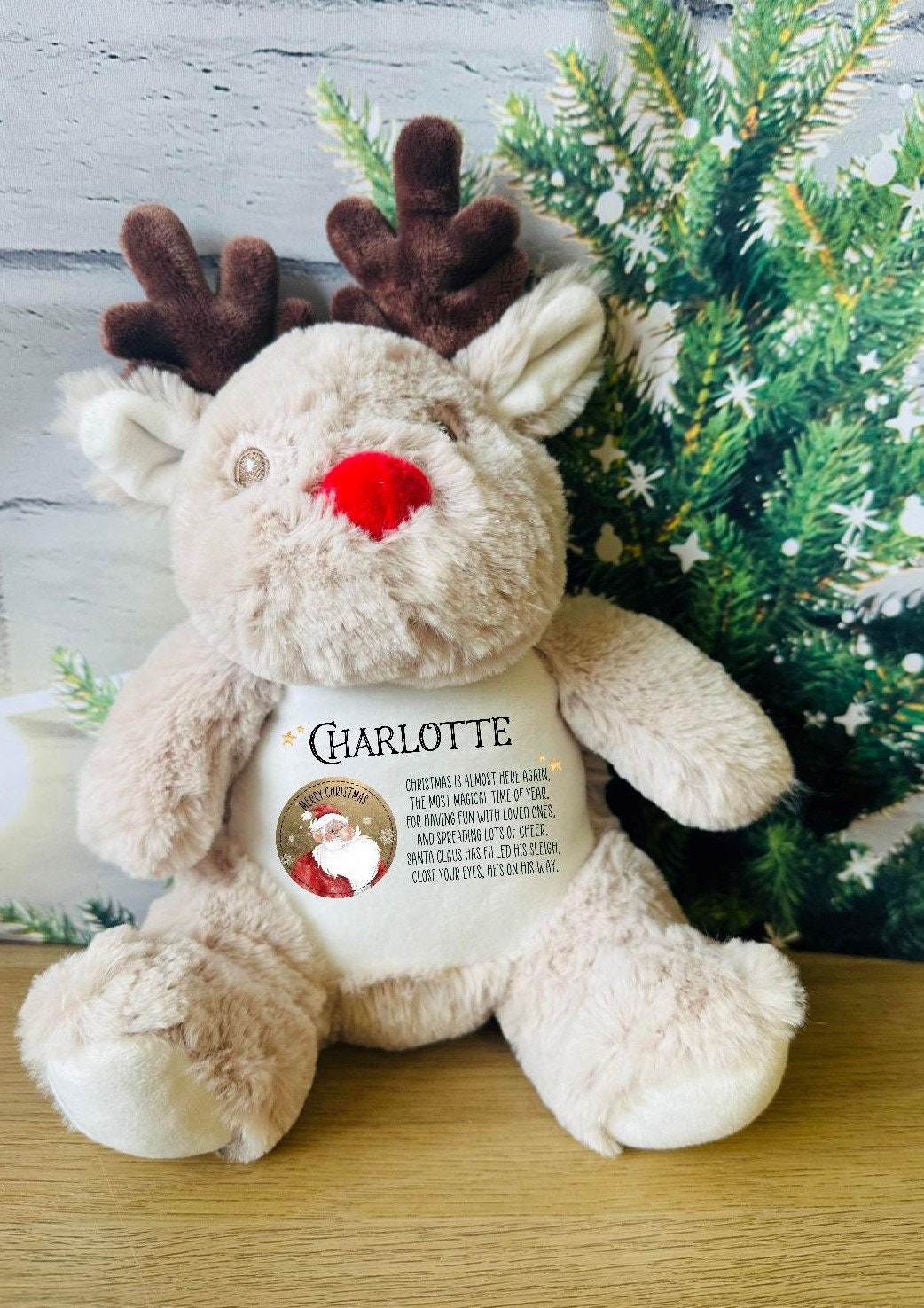Personalised Christmas Reindeer Initial Soft Toy
