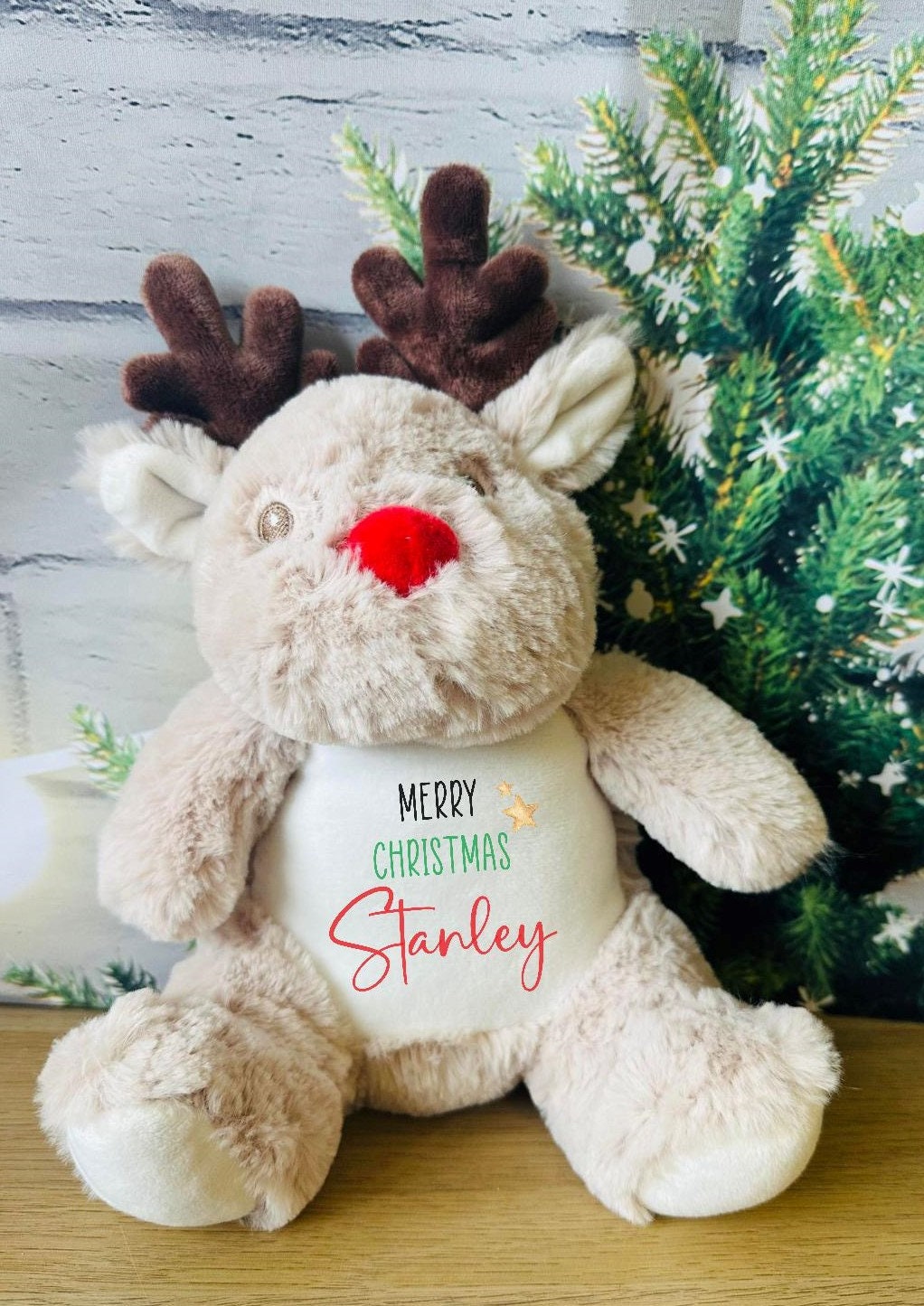 Personalised Christmas Reindeer Initial Soft Toy