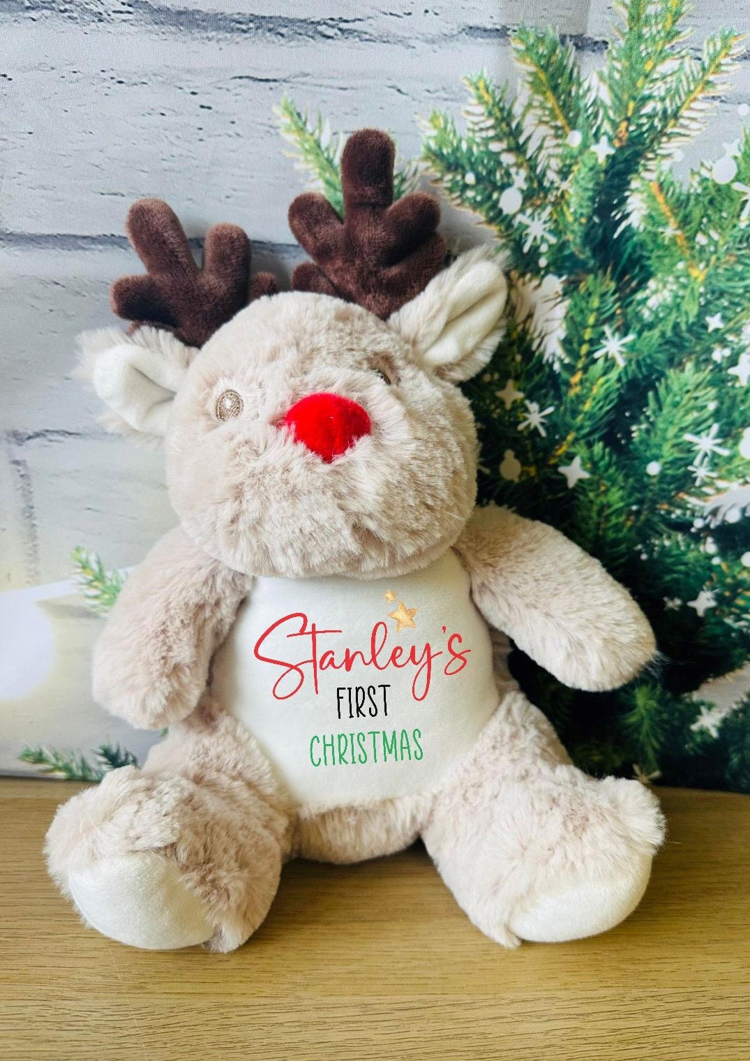 Personalised Christmas Reindeer Initial Soft Toy