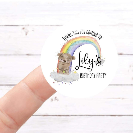 Personalised Rainbow Teddy Bear Birthday Stickers