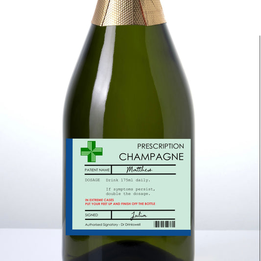 Personalised Prescription Champagne Bottle Label