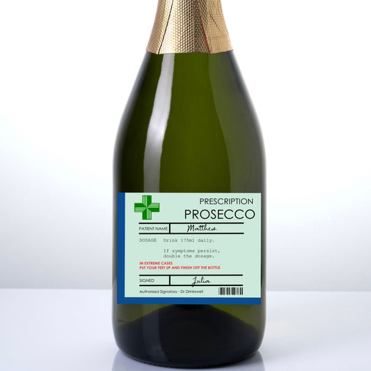 Personalised Prescription Prosecco Bottle Label
