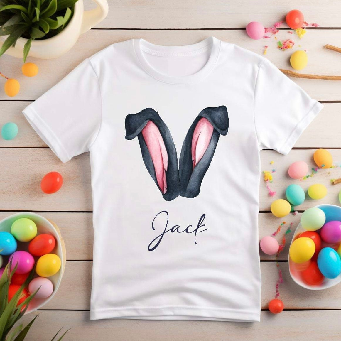 Personalised Easter Bunny Ears Tshirt