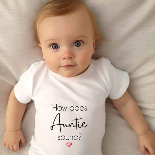 Personalised Auntie Reveal Baby Vest