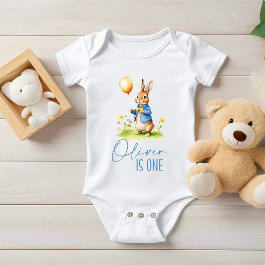 Personalised First Birthday Rabbit Baby Vest