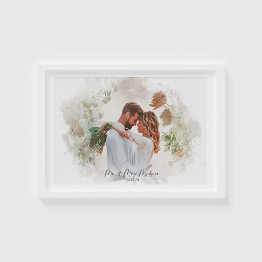 Personalised Wedding Couple Watercolour Print
